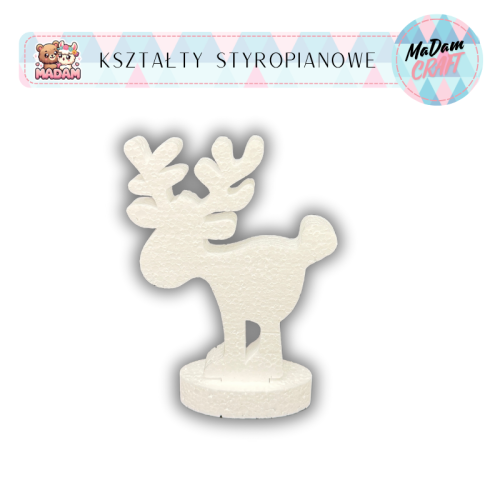 Baza styropianowa Renifer z podstawką 20 cm Boże Narodzenie wzór3, MaDam Creative