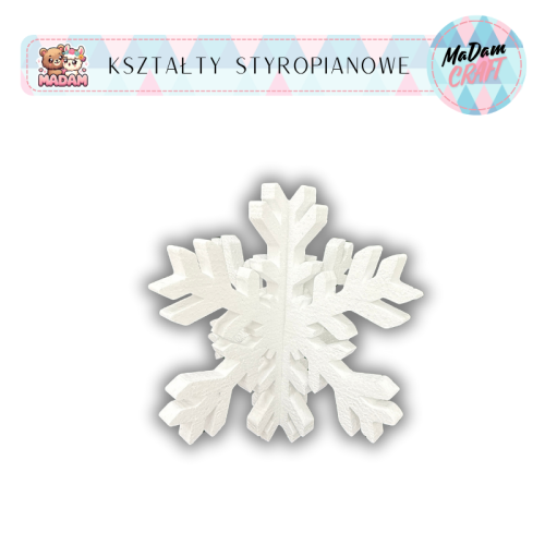Baza styropianowa Śnieżynka GIGANT 3D 40 cm, MaDam Creative