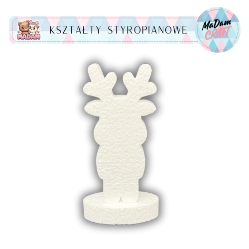 Baza styropianowa Renifer z podstawką 20 cm Boże Narodzenie wzór2, MaDam Creative