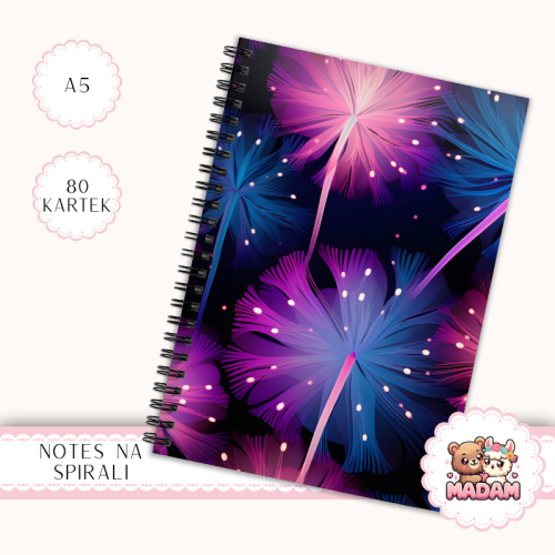 Notes A5 w kropki 80 kartek Dmuchawiec Neonowe Wzory MaDam Creative