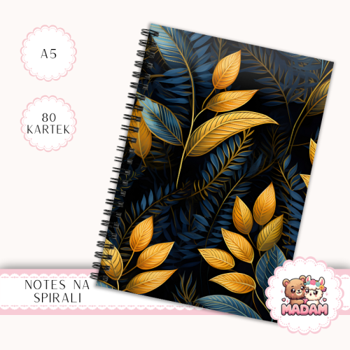 Notes A5 w kratkę 80 kartek Kwiaty na Ciemnym Tle Elegancki Styl MaDam Creative