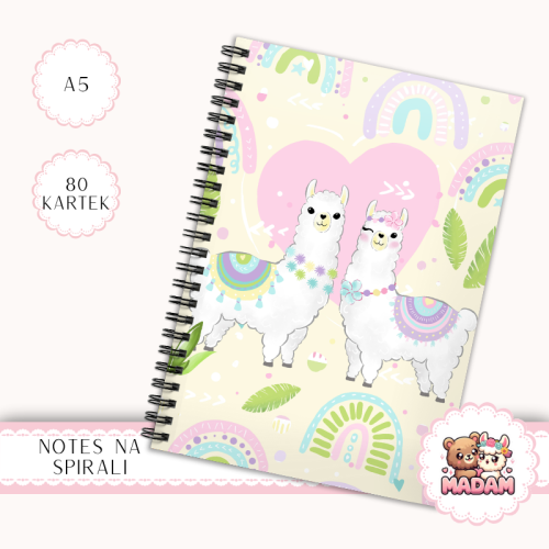 Notes A5 w kropki 80 kartek Dwie Lamy Tęcze Pastelowe MaDam Creative
