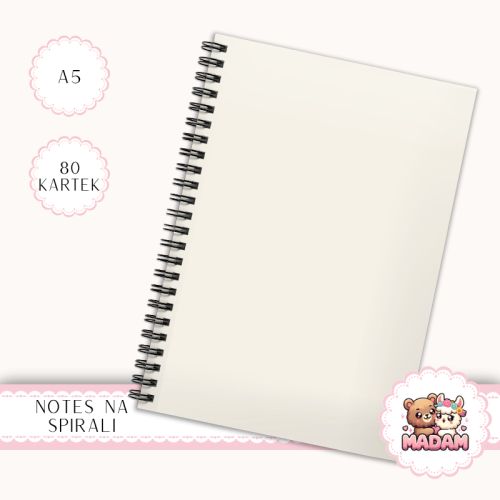 Notes A5 gładki 80 kartek Jednokolorowy Kremowy Jasny Pudrowy Beż MaDam Creative