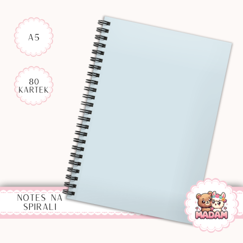 Notes A5 w kropki 80 kartek Jednokolorowy Pastelowy Błękitny Lodowy MaDam Creative