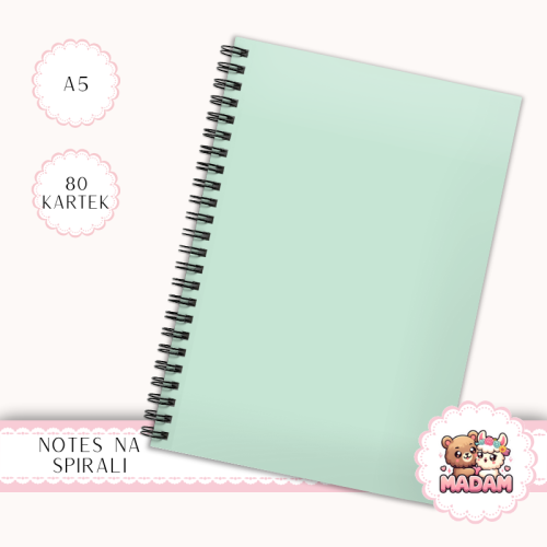 Notes A5 w kropki 80 kartek Jednokolorowy Pastelowy Miętowy MaDam Creative