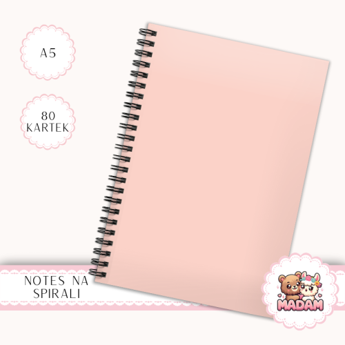 Notes A5 w kratkę 80 kartek Jednokolorowy Pastelowy Brzoskwiniowy MaDam Creative