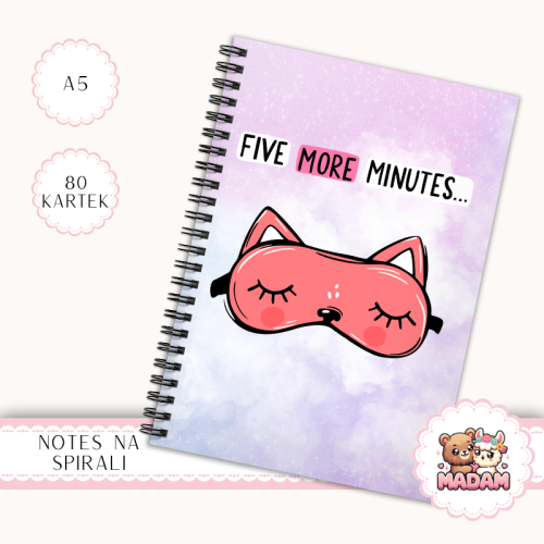 Notes A5 w kropki 80 kartek Lisek Five More Minutes MaDam Creative