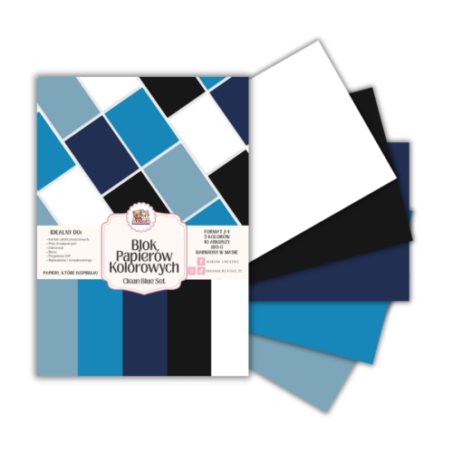 Blok papierów kolorowych A4 180g 10 arkuszy Clean Blue Set, MaDam Creative