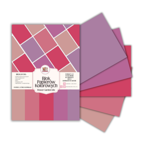 Blok papierów kolorowych A4 180g 10 arkuszy Flower Garden Mix, MaDam Creative