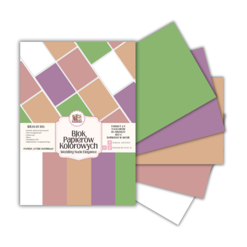 Blok papierów kolorowych A4 180g 10 arkuszy Wedding Nude Elegance, MaDam Creative