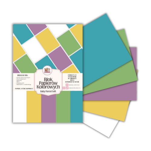 Blok papierów kolorowych A4 180g 10 arkuszy Baby Pastel Soft, MaDam Creative