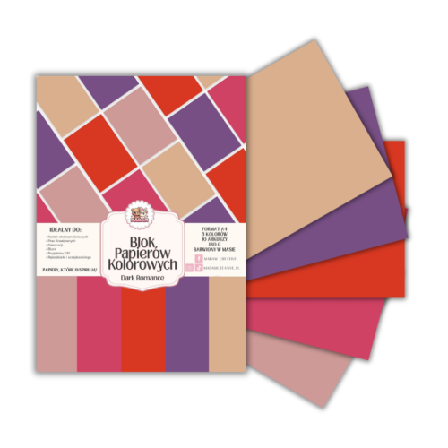 Blok papierów kolorowych A4 180g 10 arkuszy Dark Romance, MaDam Creative