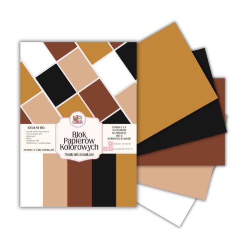 Blok papierów kolorowych A4 180g 10 arkuszy Neutral Essentials, MaDam Creative