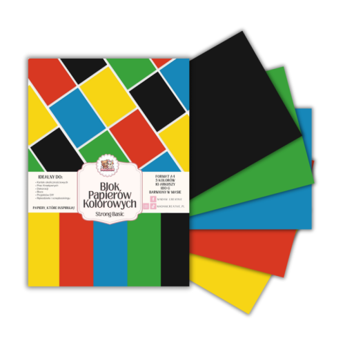 Blok papierów kolorowych A4 180g 10 arkuszy Strong Basic, MaDam Creative