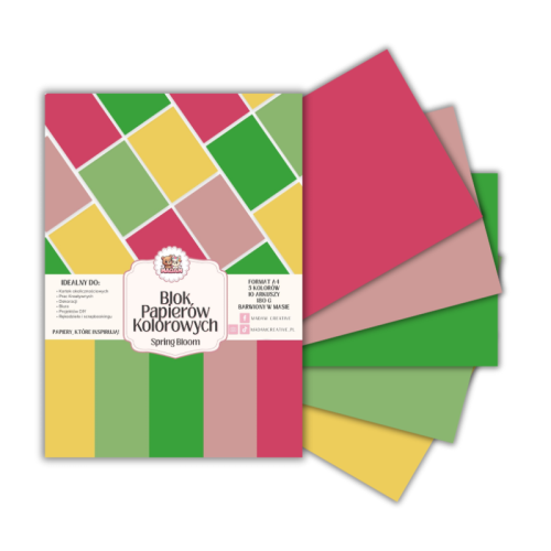 Blok papierów kolorowych A4 180g 10 arkuszy Spring Bloom, MaDam Creative