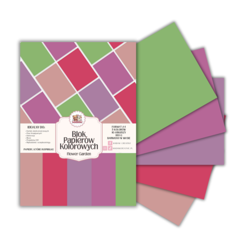 Blok papierów kolorowych A4 180g 10 arkuszy Flower Garden, MaDam Creative