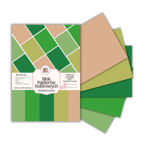 Blok papierów kolorowych A4 180g 10 arkuszy Botanical Garden, MaDam Creative