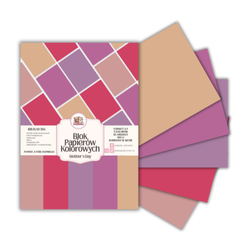Blok papierów kolorowych A4 180g 10 arkuszy Mother’s Day, MaDam Creative