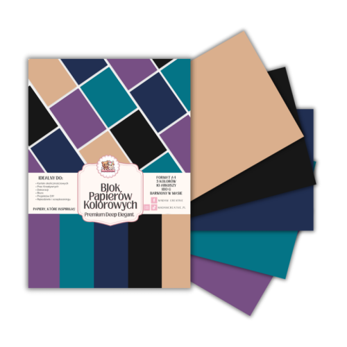 Blok papierów kolorowych A4 180g 10 arkuszy Premium Deep Elegant, MaDam Creative