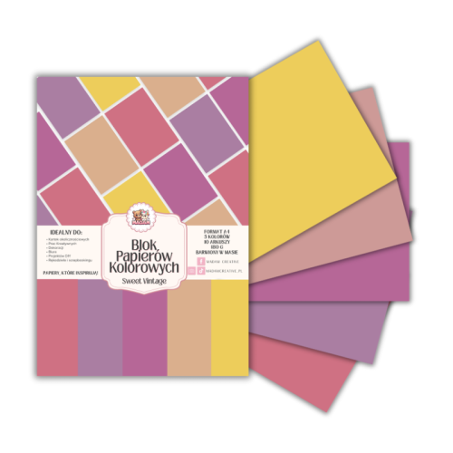 Blok papierów kolorowych A4 180g 10 arkuszy Sweet Vintage, MaDam Creative