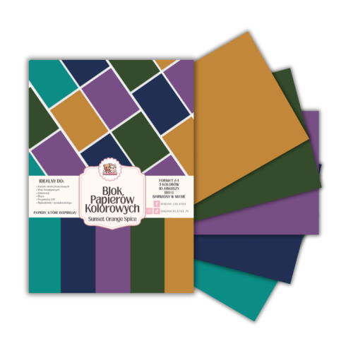 Blok papierów kolorowych A4 180g 10 arkuszy Precious Stones, MaDam Creative