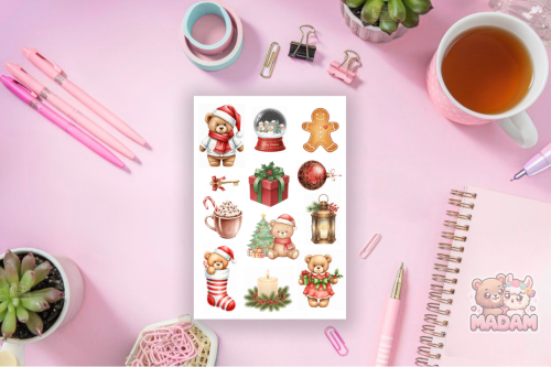 Naklejki foliowe 13x19 Świąteczny Miś MaDam Creative
