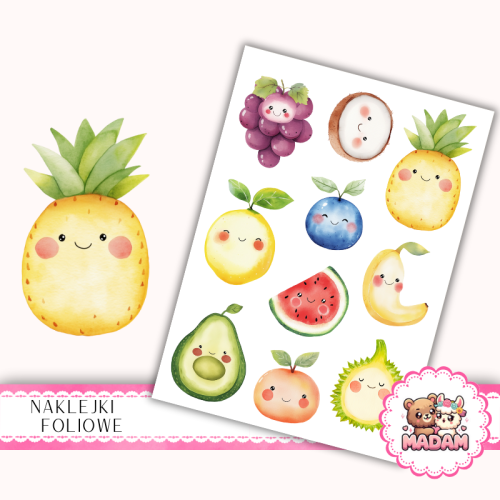 Naklejki foliowe 13x19 Kawaii Owoce MaDam Creative