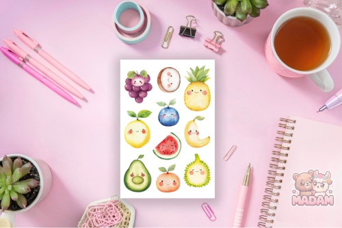 Naklejki foliowe 13x19 Kawaii Owoce MaDam Creative