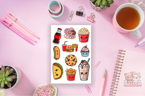 Naklejki foliowe 13x19 Urocze Kawaii Fast Food vol. 2 MaDam Creative