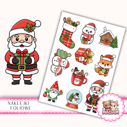 Naklejki foliowe 13x19 Kawaii Święta MaDam Creative