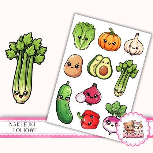 Naklejki foliowe 13x19 Kawaii Warzywne Przyjaźnie MaDam Creativ