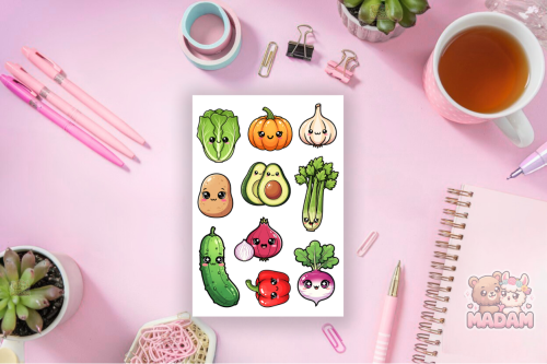 Naklejki foliowe 13x19 Kawaii Warzywne Przyjaźnie MaDam Creativ
