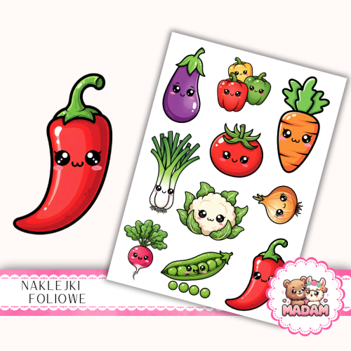 Naklejki foliowe 13x19 Kawaii Warzywne Przyjaźnie vol. 2 MaDam Creative