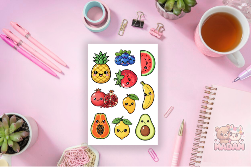 Naklejki foliowe 13x19 Kawaii Owoce MaDam Creative