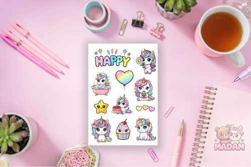 Naklejki foliowe 13x19 Kawaii Jednorożce MaDam Creative