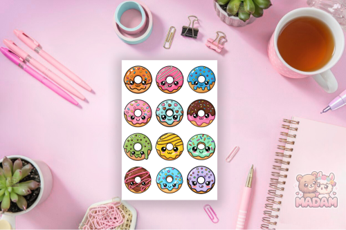 Naklejki foliowe 13x19 Kawaii Donuty MaDam Creative