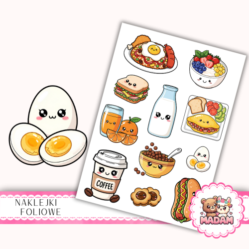 Naklejki foliowe 13x19 Kawaii Urocze Śniadanko vol. 2 MaDam Creative