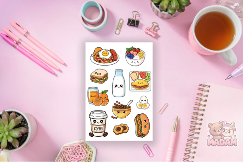 Naklejki foliowe 13x19 Kawaii Urocze Śniadanko vol. 2 MaDam Creative