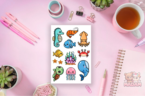 Naklejki foliowe 13x19 Kawaii Podmorski Świat MaDam Creative