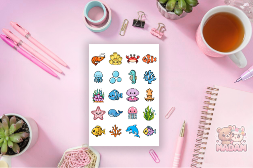 Naklejki foliowe 13x19 Kawaii Podmorski Świat vol. 2 MaDam Creative