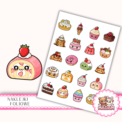 Naklejki foliowe 13x19 Kawaii Urocze Desery vol. 2 MaDam Creative