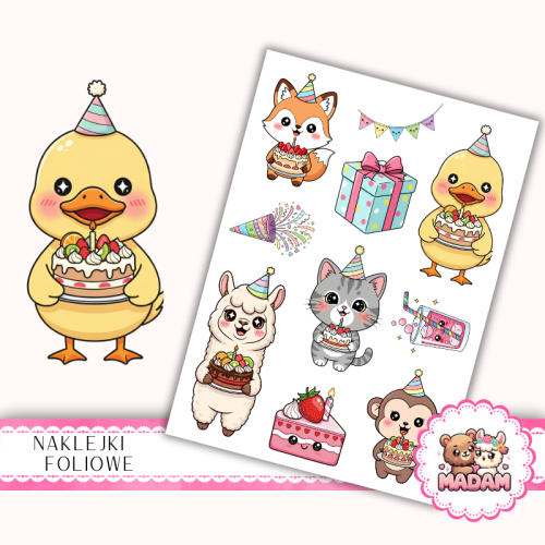 Naklejki foliowe 13x19 Urodziny Zwierzaków MaDam Creative