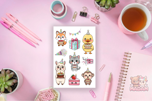 Naklejki foliowe 13x19 Urodziny Zwierzaków MaDam Creative