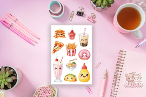 Naklejki foliowe 13x19 Kawaii Jedzonko MaDam Creative