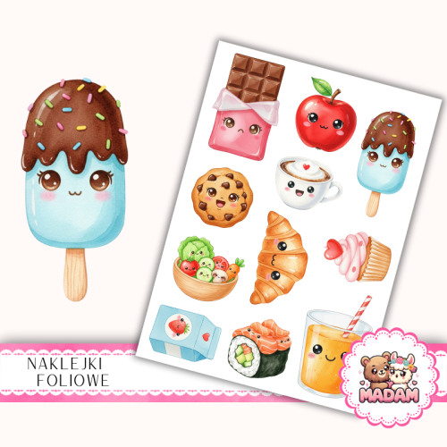 Naklejki foliowe 13x19 Kawaii Jedzonko vol. 2 MaDam Creative