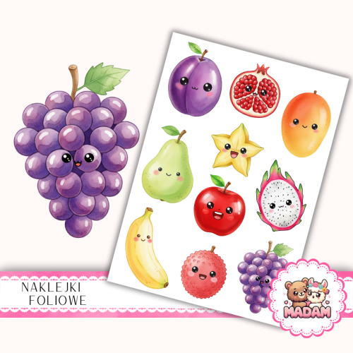 Naklejki foliowe 13x19 Kawaii Owoce MaDam Creative