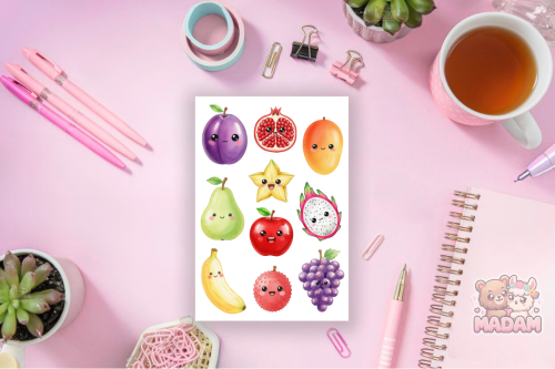 Naklejki foliowe 13x19 Kawaii Owoce MaDam Creative