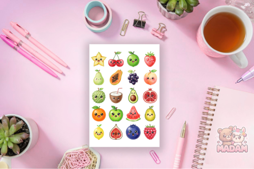 Naklejki foliowe 13x19 Kawaii Owoce vol. 2 MaDam Creative