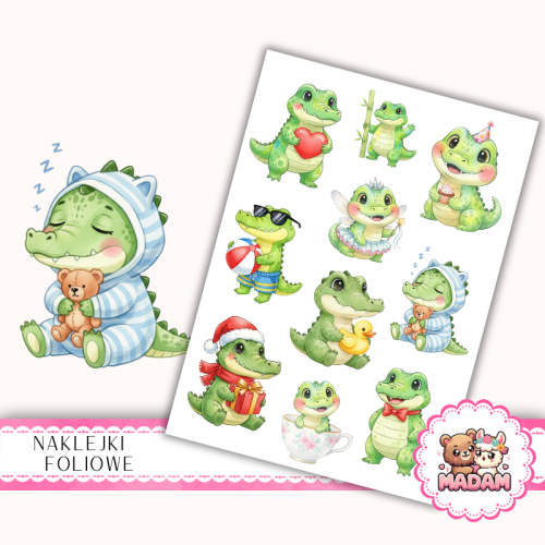 Naklejki foliowe 13x19 Kawaii Krokodyl MaDam Creative