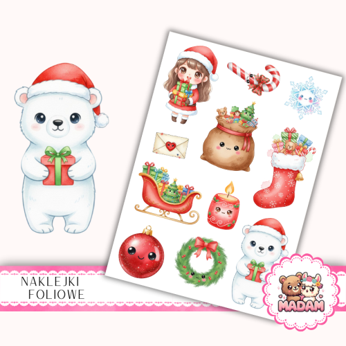 Naklejki foliowe 13x19 Kawaii Święta MaDam Creative